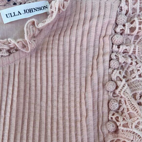 Ulla Johnson Nora Dress Size 6 Crochet Pom Poms Flutter Sleeve Light PInk /Peach - Picture 7 of 7